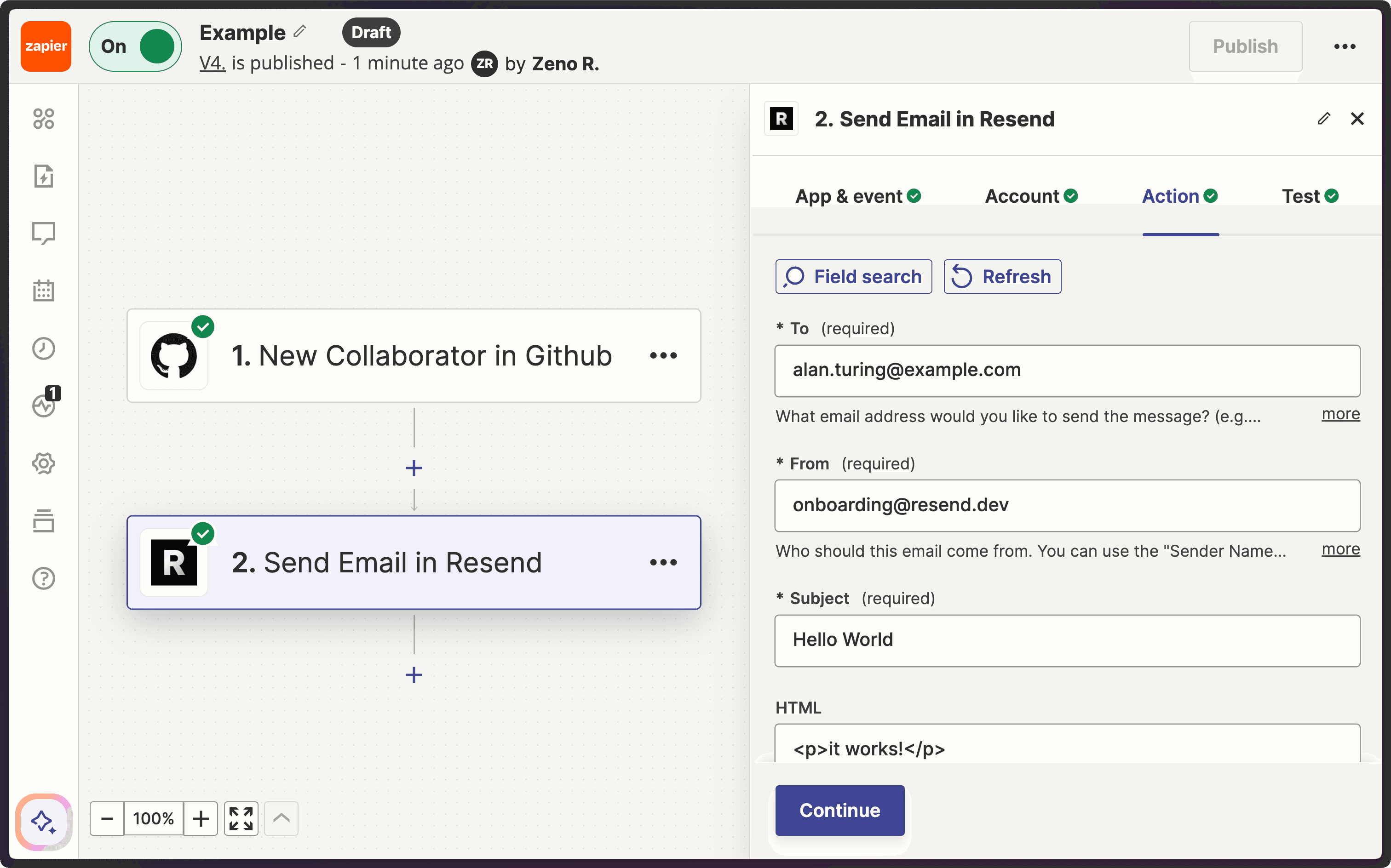 Populating the email fields